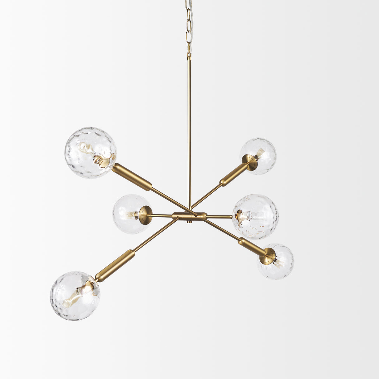 Britton Gold Metal w/ Clear Glass Globes 6-Light Chandelier from Mercana - Luna Furniture