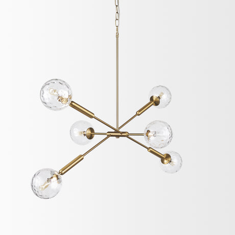 Britton Gold Metal w/ Clear Glass Globes 6-Light Chandelier from Mercana - Luna Furniture