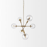 Britton Gold Metal w/ Clear Glass Globes 6-Light Chandelier from Mercana - Luna Furniture