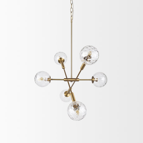 Britton Gold Metal w/ Clear Glass Globes 6-Light Chandelier from Mercana - Luna Furniture