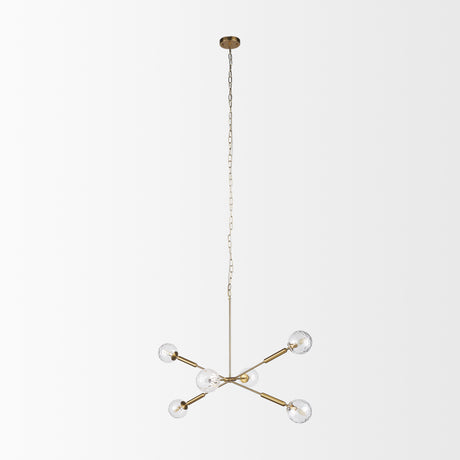 Britton Gold Metal w/ Clear Glass Globes 6-Light Chandelier from Mercana - Luna Furniture