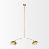 Cybill Brushed Brass w/ White Metal Shades 2-Light Chandelier from Mercana - Luna Furniture