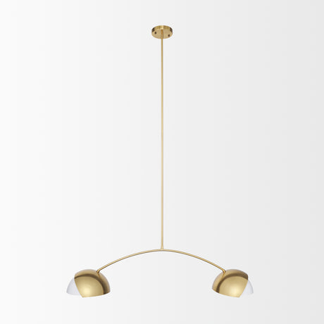 Cybill Brushed Brass w/ White Metal Shades 2-Light Chandelier from Mercana - Luna Furniture