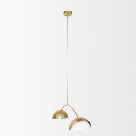 Cybill Brushed Brass w/ White Metal Shades 2-Light Chandelier from Mercana - Luna Furniture