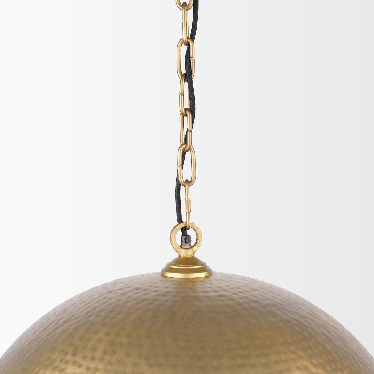 Karina 24" Round Brass-tone Hammered Metal Dome Pendant Light from Mercana - Luna Furniture