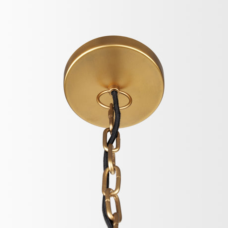 Karina 36" Round Brass-tone Hammered Metal Dome Pendant Light from Mercana - Luna Furniture