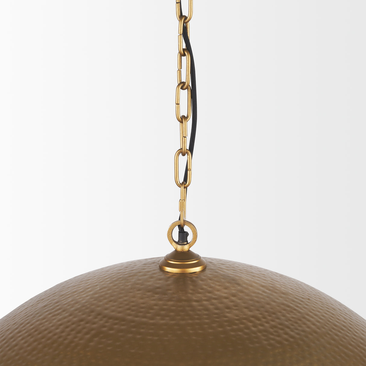 Karina 36" Round Brass-tone Hammered Metal Dome Pendant Light from Mercana - Luna Furniture