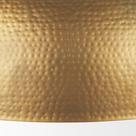 Karina 36" Round Brass-tone Hammered Metal Dome Pendant Light from Mercana - Luna Furniture