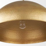 Karina 36" Round Brass-tone Hammered Metal Dome Pendant Light from Mercana - Luna Furniture