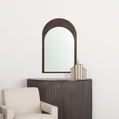 Celeste Dark Brown Wood Arched Mirror from Mercana - Luna Furniture
