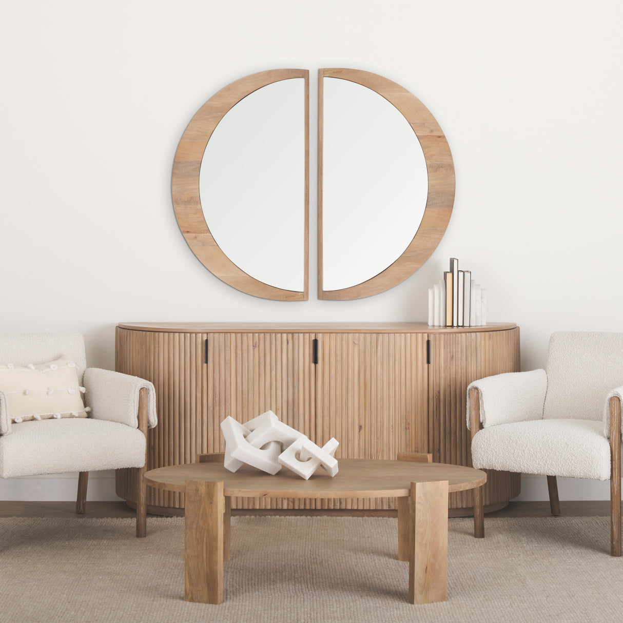 Celeste Light Brown Wood Large Mirror from Mercana - Luna Furniture