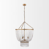 Rhone Gold Metal and Wood Beaded Chandelier from Mercana - Luna Furniture