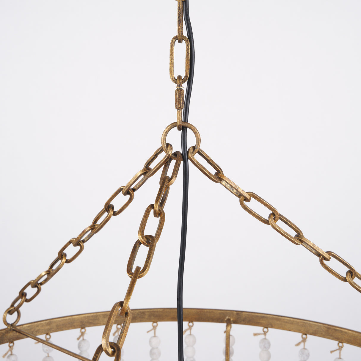 Rhone Gold Metal and Wood Beaded Chandelier from Mercana - Luna Furniture
