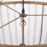 Rhone Gold Metal and Wood Beaded Chandelier from Mercana - Luna Furniture