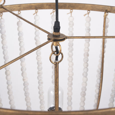 Rhone Gold Metal and Wood Beaded Chandelier from Mercana - Luna Furniture