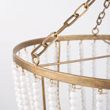 Rhone Gold Metal and Wood Beaded Chandelier from Mercana - Luna Furniture