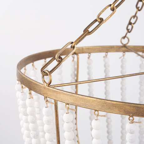 Rhone Gold Metal and Wood Beaded Chandelier from Mercana - Luna Furniture