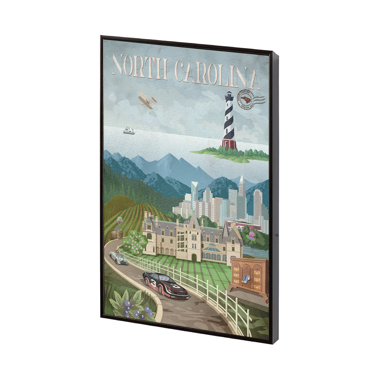 North Carolina by Mercana Studio a Hand Embellished Textured Framed Art Print from Mercana - Luna Furniture