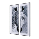 White Horse Portrait by Mercana Studio Hand Embellished Textured Framed Art Print Matted under Glass from Mercana - Luna Furniture