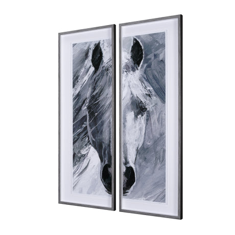 White Horse Portrait by Mercana Studio Hand Embellished Textured Framed Art Print Matted under Glass from Mercana - Luna Furniture