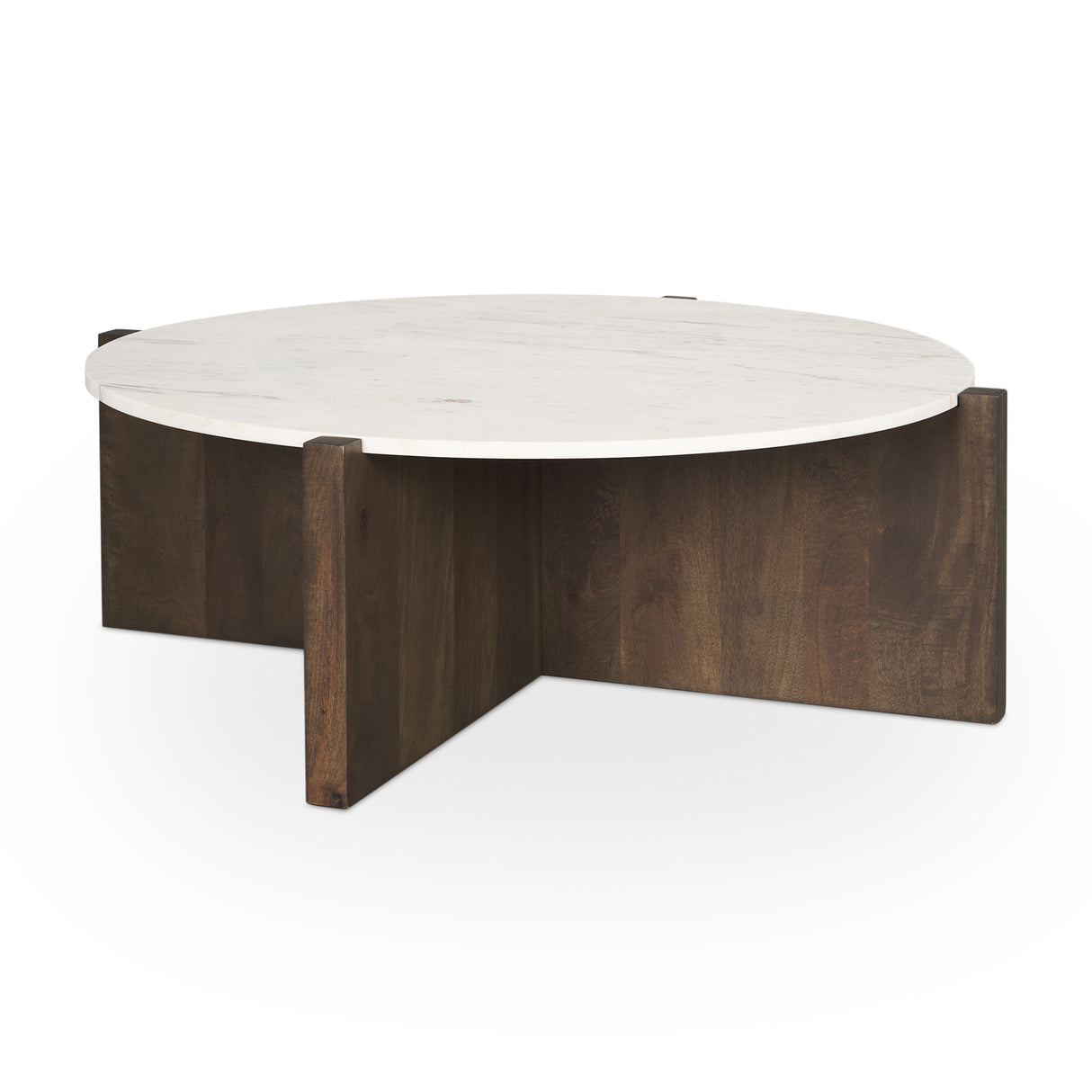 Bianca Dark Brown Wood w/ Marble Round Top Coffee Table from Mercana - Luna Furniture