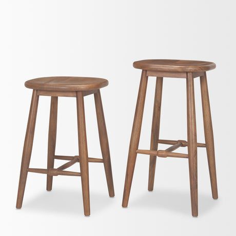 Ernest Medium Brown Wood Bar Stool from Mercana - Luna Furniture