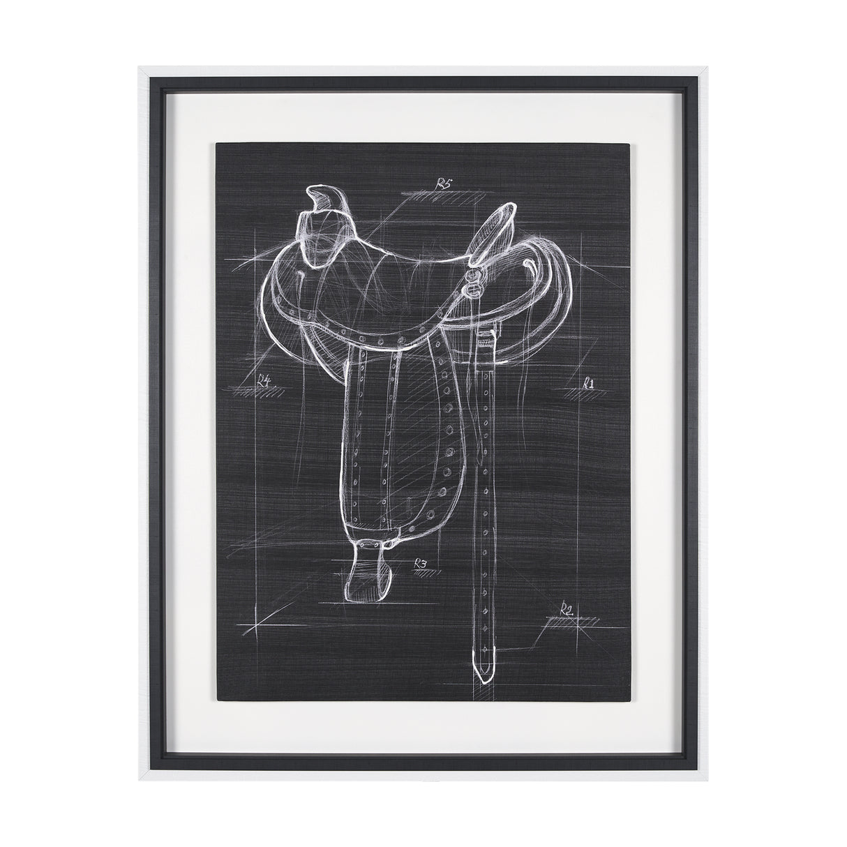 Horse Seat Black I by Mercana Studio a Hand Embellished Textured Framed Art Print from Mercana - Luna Furniture