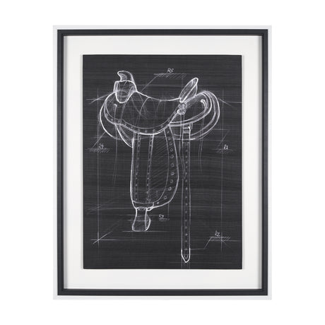 Horse Seat Black I by Mercana Studio a Hand Embellished Textured Framed Art Print from Mercana - Luna Furniture