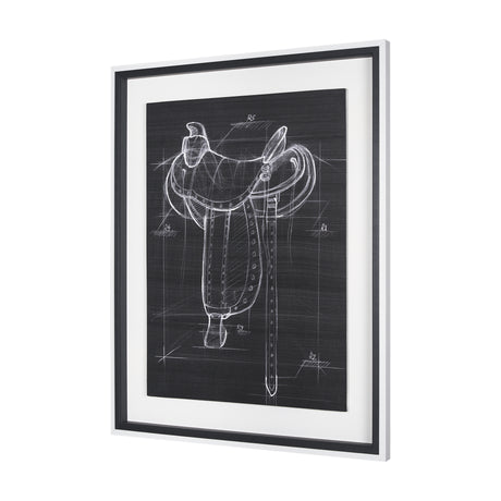 Horse Seat Black I by Mercana Studio a Hand Embellished Textured Framed Art Print from Mercana - Luna Furniture