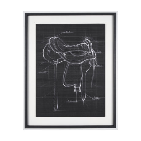 Horse Seat Black II by Mercana Studio a Hand Embellished Textured Framed Art Print from Mercana - Luna Furniture