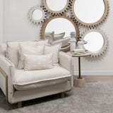 Roy II Beige Upholstered and Brown Wood Frame Arm Chair from Mercana - Luna Furniture