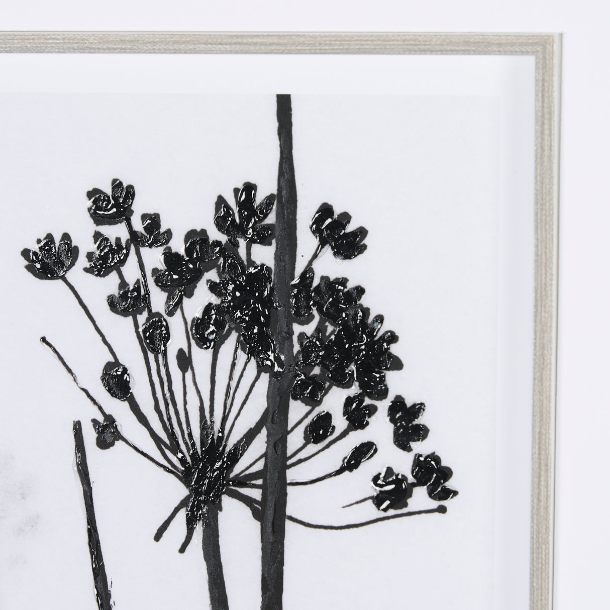 Floral Silhouette I by Mercana Studio Hand Embellished Textured Framed Art Print Matted under Glass from Mercana - Luna Furniture