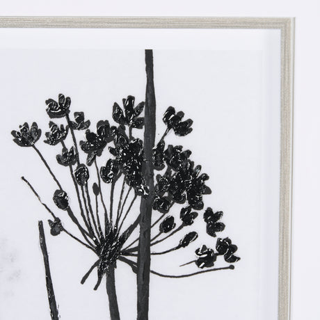 Floral Silhouette I by Mercana Studio Hand Embellished Textured Framed Art Print Matted under Glass from Mercana - Luna Furniture