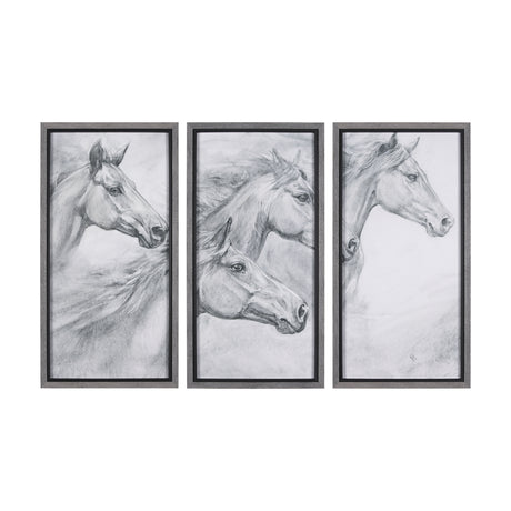 Running Horses (set of 3) by Mercana Studio a Hand Embellished Textured Framed Art Print from Mercana - Luna Furniture