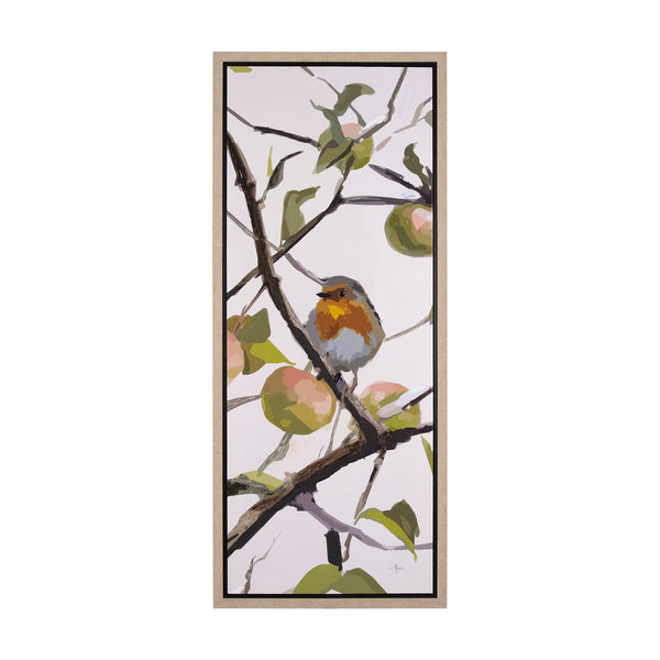 Birds & Apples I by Mercana Studio a Hand Embellished Textured Framed Canvas