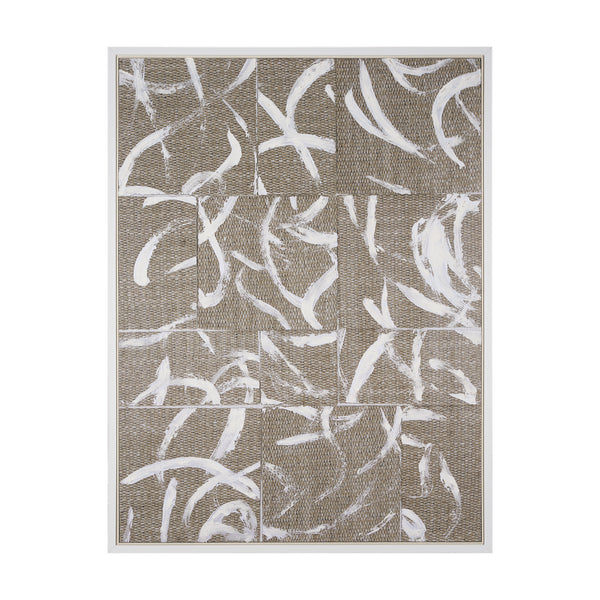 Woven Textile by Mercana Studio a Hand Embellished Textured Framed Canvas