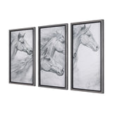 Running Horses (set of 3) by Mercana Studio a Hand Embellished Textured Framed Art Print from Mercana - Luna Furniture