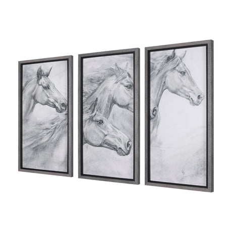 Running Horses (set of 3) by Mercana Studio a Hand Embellished Textured Framed Art Print from Mercana - Luna Furniture