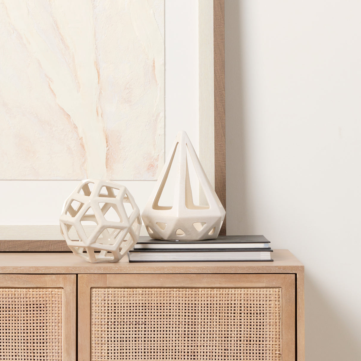 Geom 7.1L x 7.1W x 7.1H White Ceramic Geometric Object from Mercana - Luna Furniture