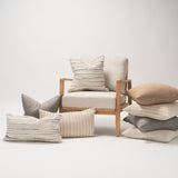 Jace Cream w/ Beige Stripe Linen-Cotton Square Decorative Pillow Cover from Mercana - Luna Furniture