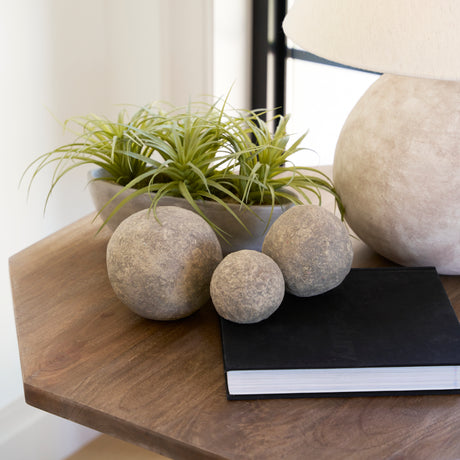 Sunita Set of 3 Gray Paper Mache Orbs from Mercana - Luna Furniture