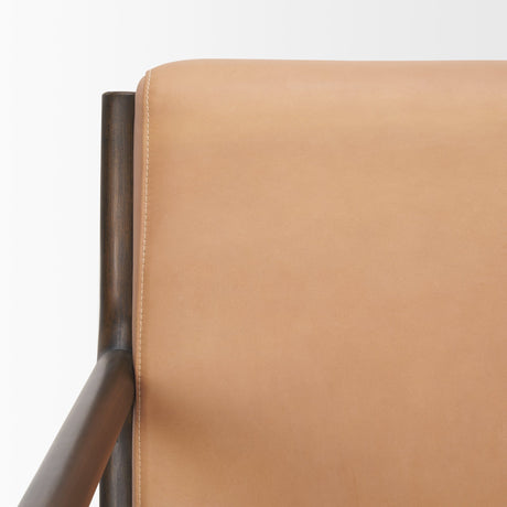 Cashel Accent Chair W/ Dark Brown Wood and Tan Genuine Leather from Mercana - Luna Furniture