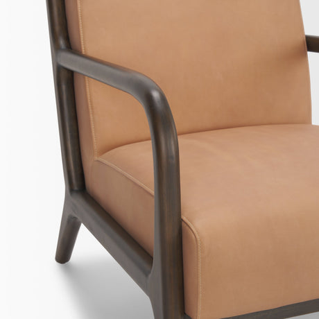 Cashel Accent Chair W/ Dark Brown Wood and Tan Genuine Leather from Mercana - Luna Furniture