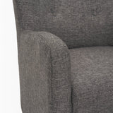 Dunstan Accent Chair Upholstered Gray Twill Fabric and Medium Brown Wood Feet from Mercana - Luna Furniture