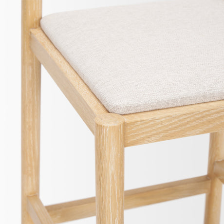 Sam Counter Stool W/ Light Brown Wood Frame and Beige Upholstered Seat from Mercana - Luna Furniture