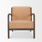 Cashel Accent Chair W/ Dark Brown Wood and Tan Genuine Leather from Mercana - Luna Furniture
