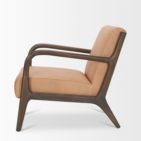 Cashel Accent Chair W/ Dark Brown Wood and Tan Genuine Leather from Mercana - Luna Furniture