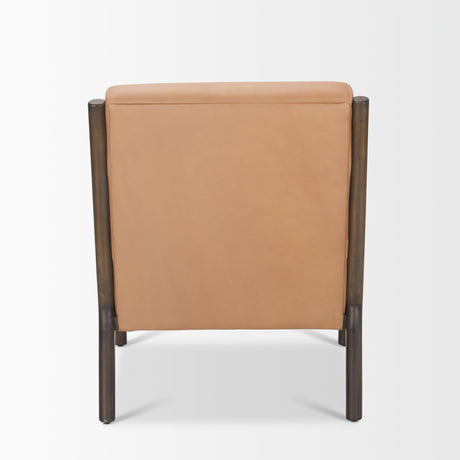 Cashel Accent Chair W/ Dark Brown Wood and Tan Genuine Leather from Mercana - Luna Furniture