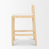 Sam Counter Stool W/ Light Brown Wood Frame and Beige Upholstered Seat from Mercana - Luna Furniture