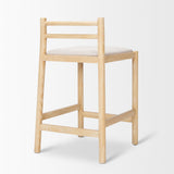 Sam Counter Stool W/ Light Brown Wood Frame and Beige Upholstered Seat from Mercana - Luna Furniture